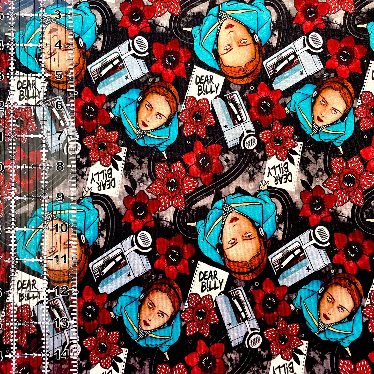 9x14 Tumbler Cut, Custom Fabric, CottonSpandex, High Quality, Halloween, Mask Cut, Tumbler Fabric, Don’t Lie, Max, Strange Friends, Dear Billy