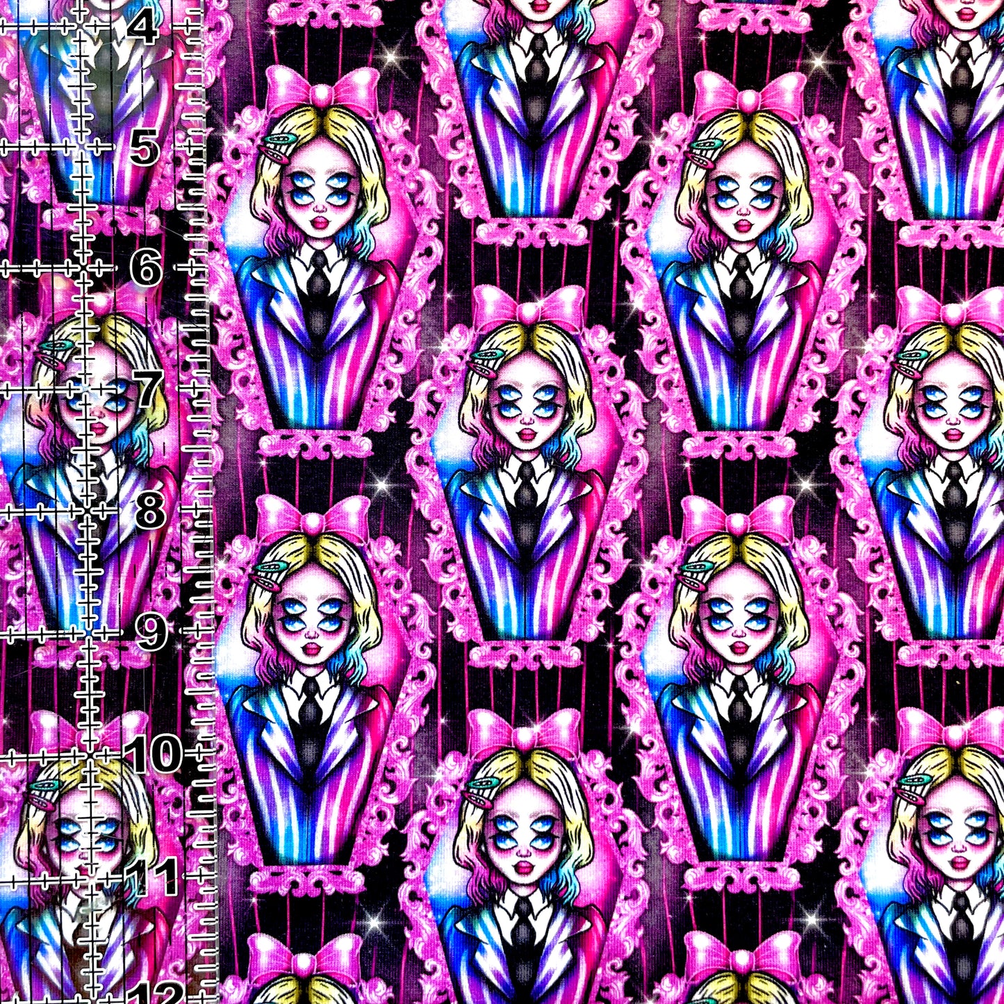 9x14 Tumbler Cut, Custom Fabric, CottonSpandex, High Quality, Mask Cut, Tumbler Fabric, Coffin Cameos, Wednesday, Enid, Wolf Girl