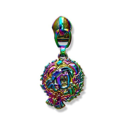 Zipper Pull, Christmas, Mickey in Wreath, Rainbow