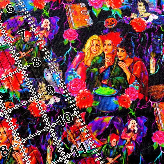 9x14 Tumbler Cut, Custom Fabric, CottonSpandex, High Quality, Mask Cut, Tumbler Fabric, Halloween, Hocus, Sisters, Spell, Glorious Morning, Small Scale
