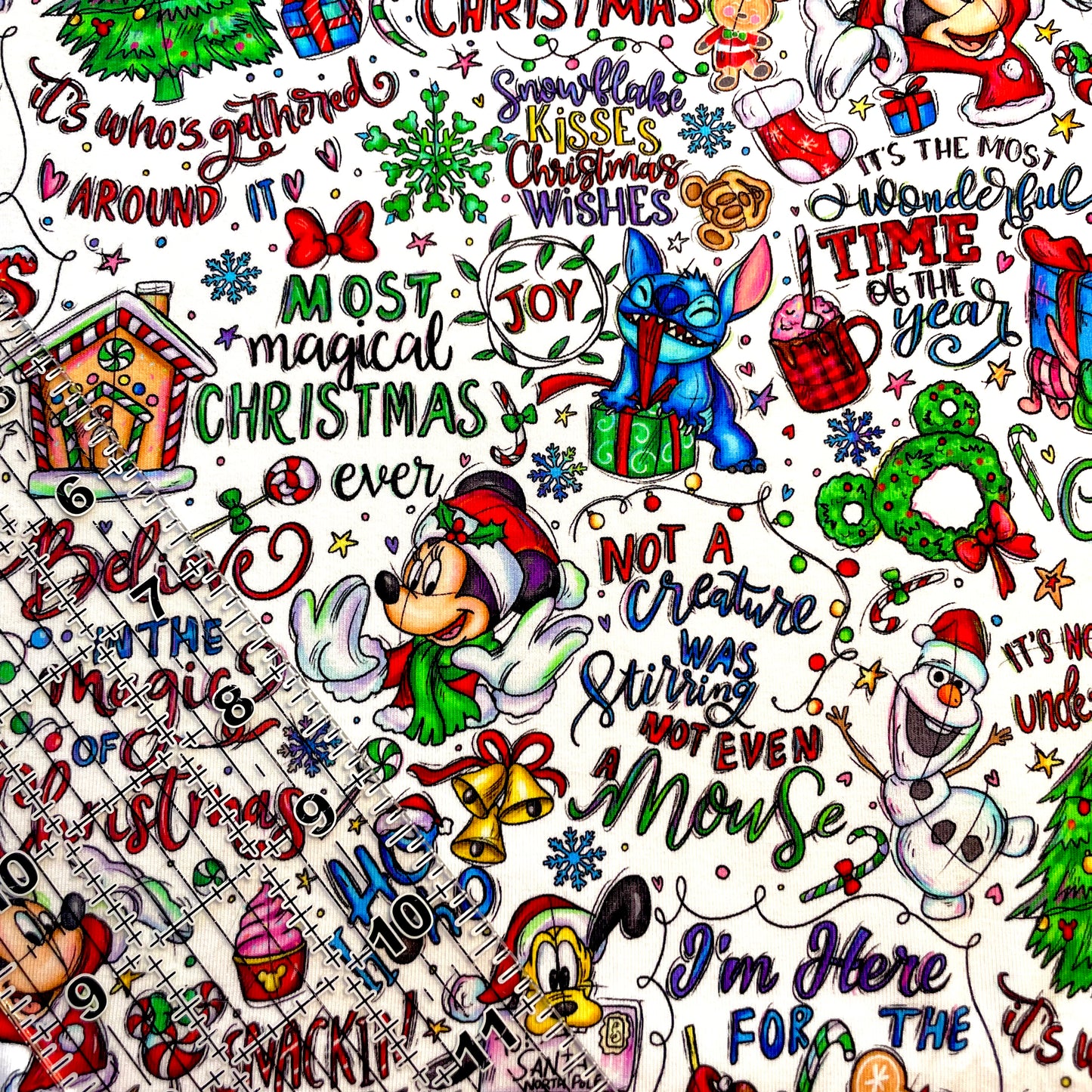 9x14 Tumbler Cut, Custom Fabric, CottonSpandex, High Quality, Mask Cut, Tumbler Fabric, Christmas, Xmas, Mouse Doodles, Holiday Sayings