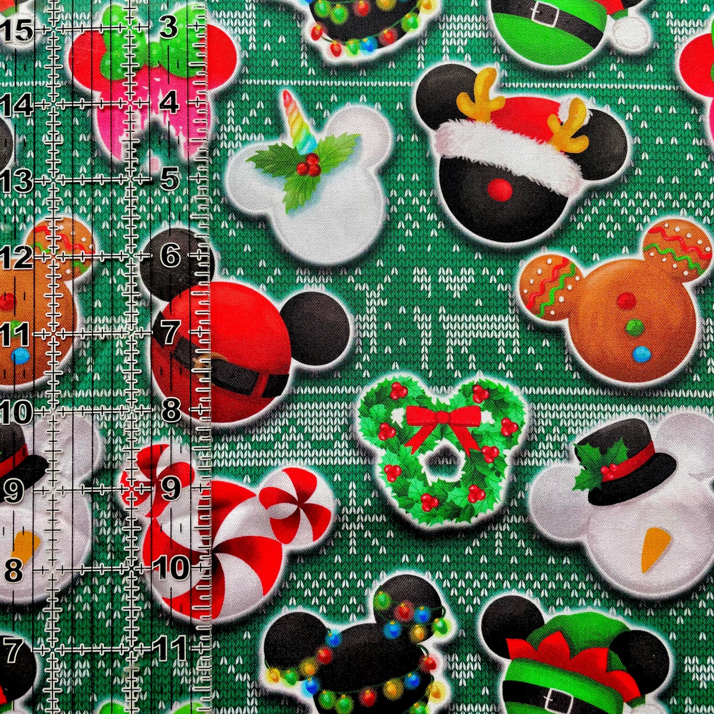 9x14 Tumbler Cut, Custom Fabric, CW Cotton Woven, High Quality, Mask Cut, Tumbler Fabric, Disney Holiday, Christmas, Mickey and Minnie Heads