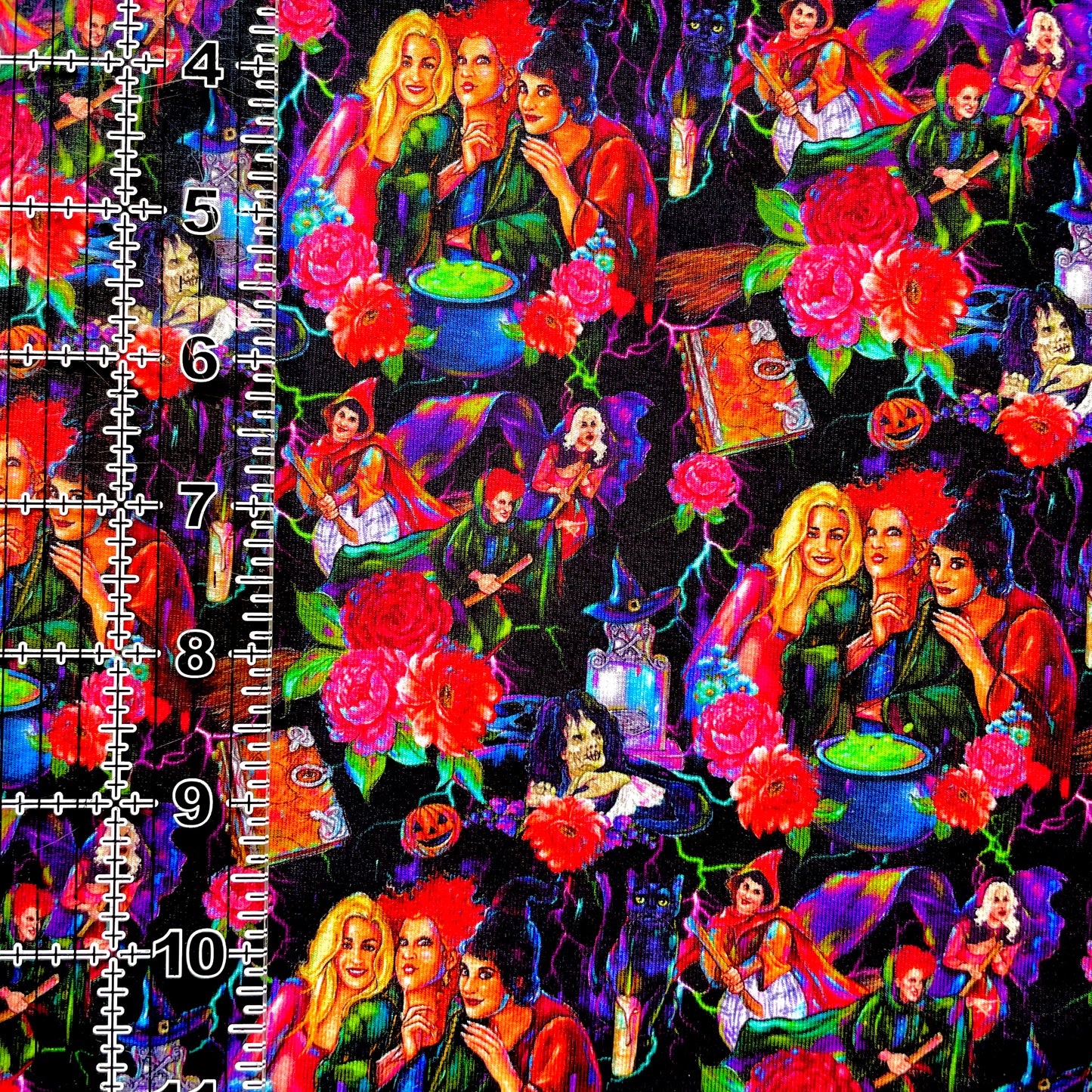9x14 Tumbler Cut, Custom Fabric, CottonSpandex, High Quality, Mask Cut, Tumbler Fabric, Halloween, Hocus, Sisters, Spell, Glorious Morning, Small Scale