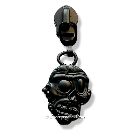 Zipper Pull, Zombie, Deadhead, Matte Black