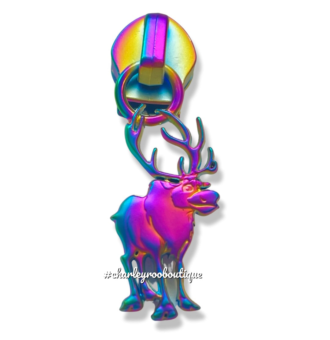 Zipper Pull, Reindeer, Sven, Frozen, Rainbow Matte