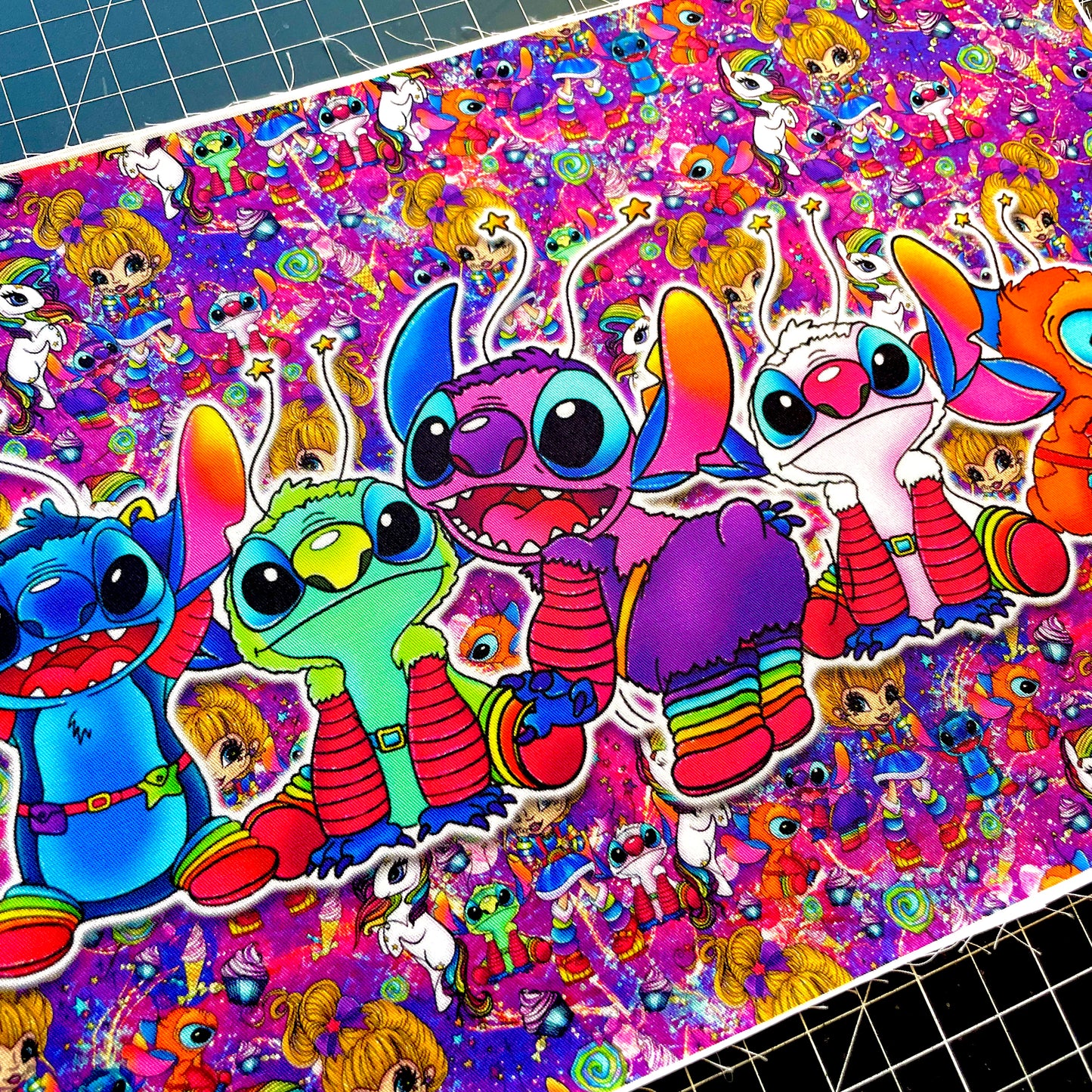 9x14 Tumbler Cut, Custom Fabric, CW Cotton Woven, High Quality, Mask Cut, Tumbler Fabric, Rainbow Brite, Stitch, Precut