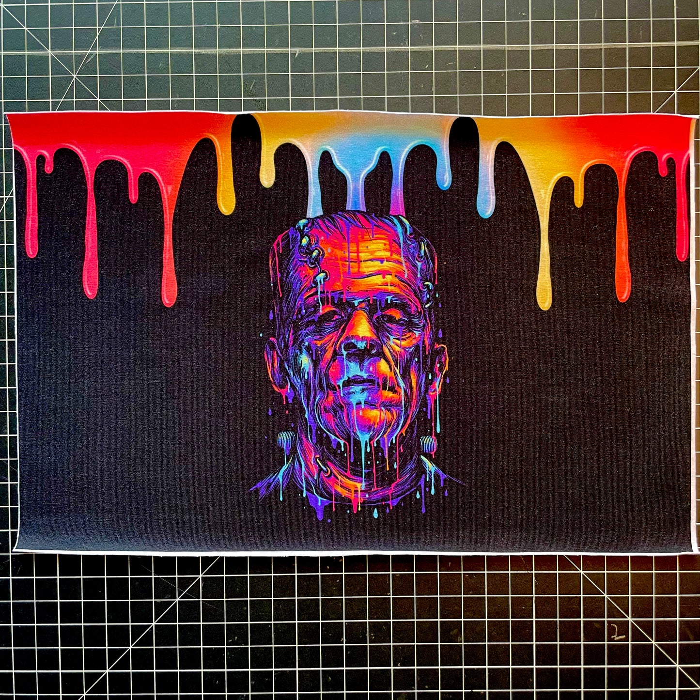 9x14 Tumbler Cut, Custom Fabric, CottonSpandex, High Quality, Halloween, Mask Cut, Killers, Tumbler Fabric, Horror, Killer, Rainbow Drip, Neon, Frankenstein, Precut
