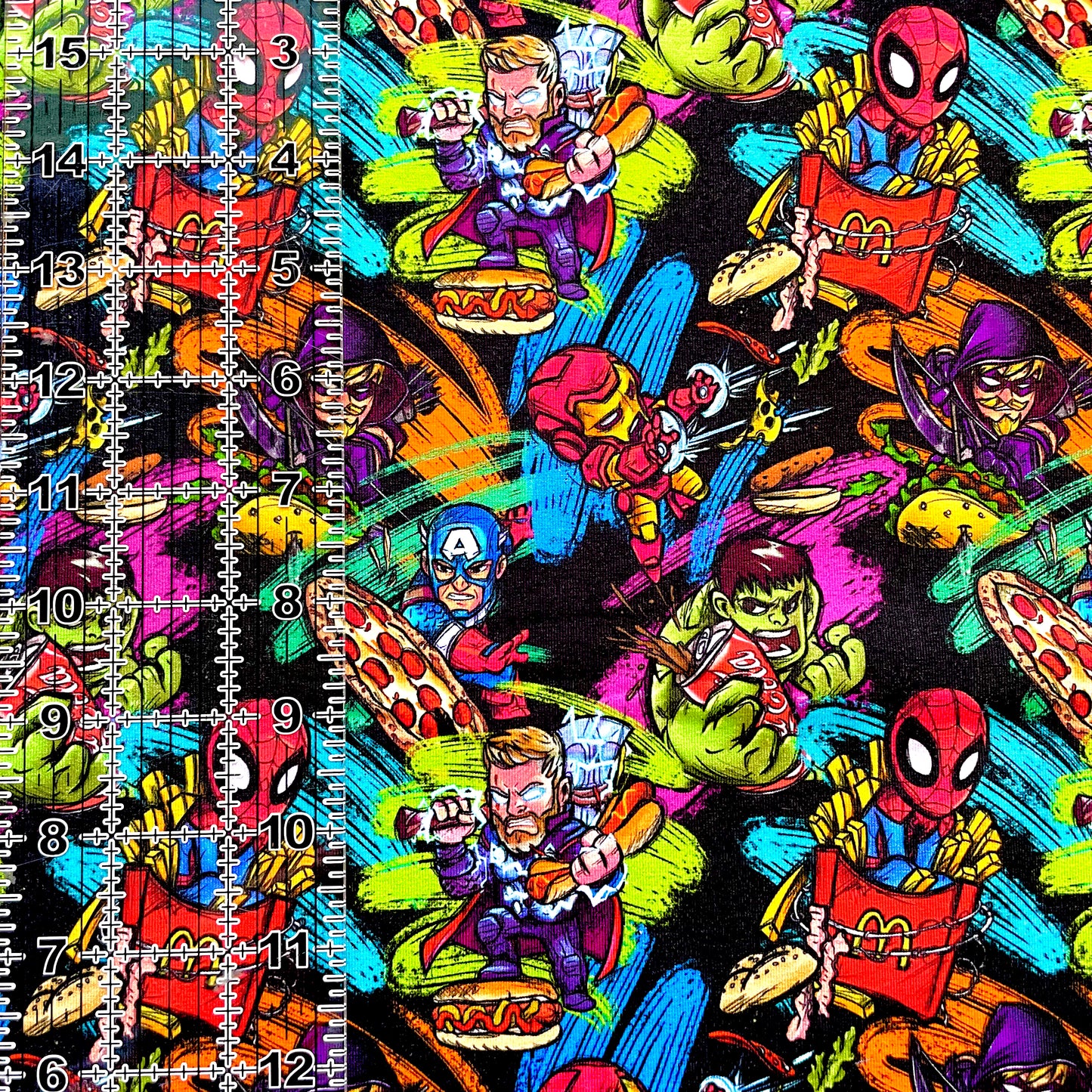 9x14 Tumbler Cut, Custom Fabric, CottonSpandex, High Quality, Halloween, Mask Cut, Tumbler Fabric, Hero, Heroes, Superhero Snacks