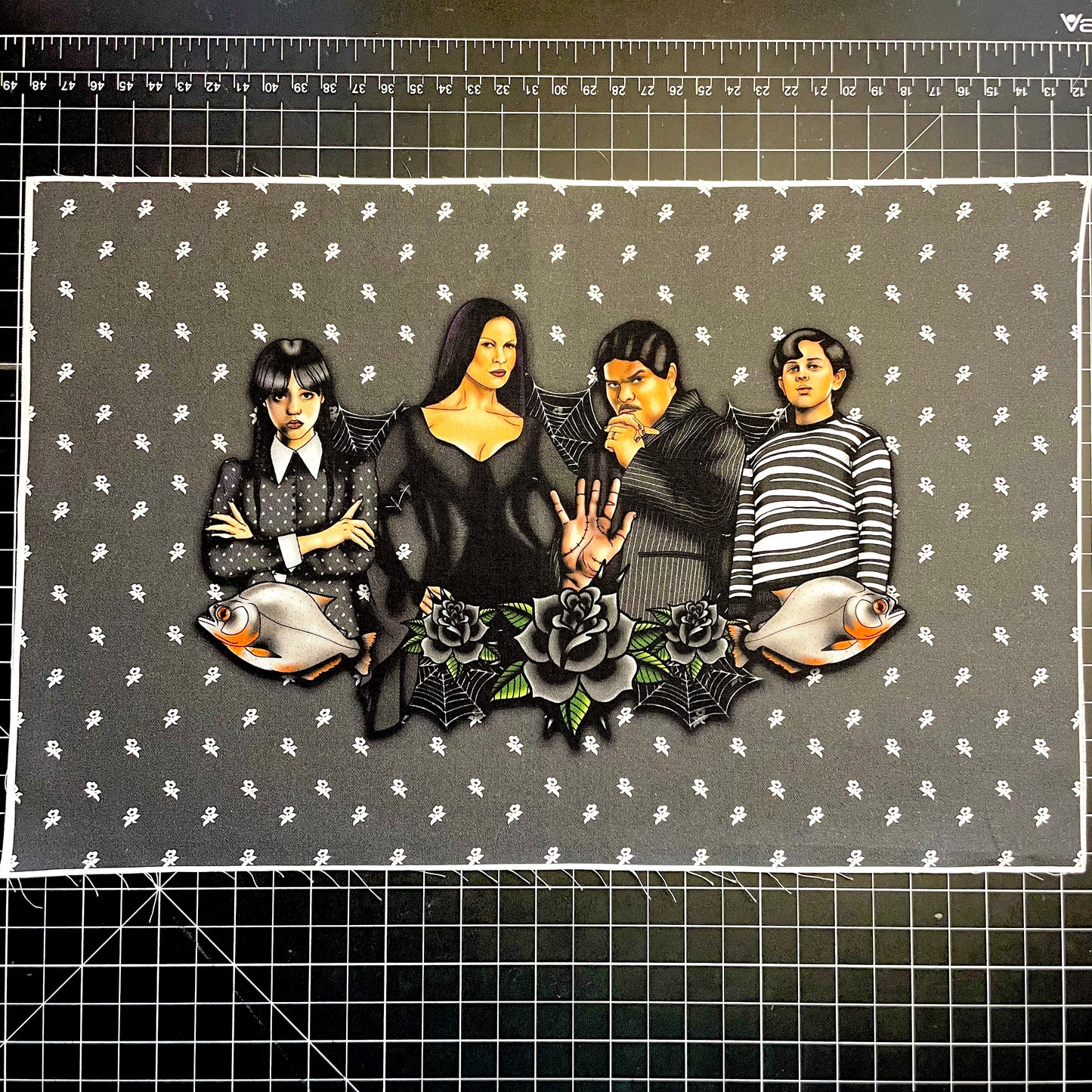 9x14 Tumbler Cut, Custom Fabric, CW Cotton Woven, High Quality, Mask Cut, Tumbler Fabric, Addams, Precut