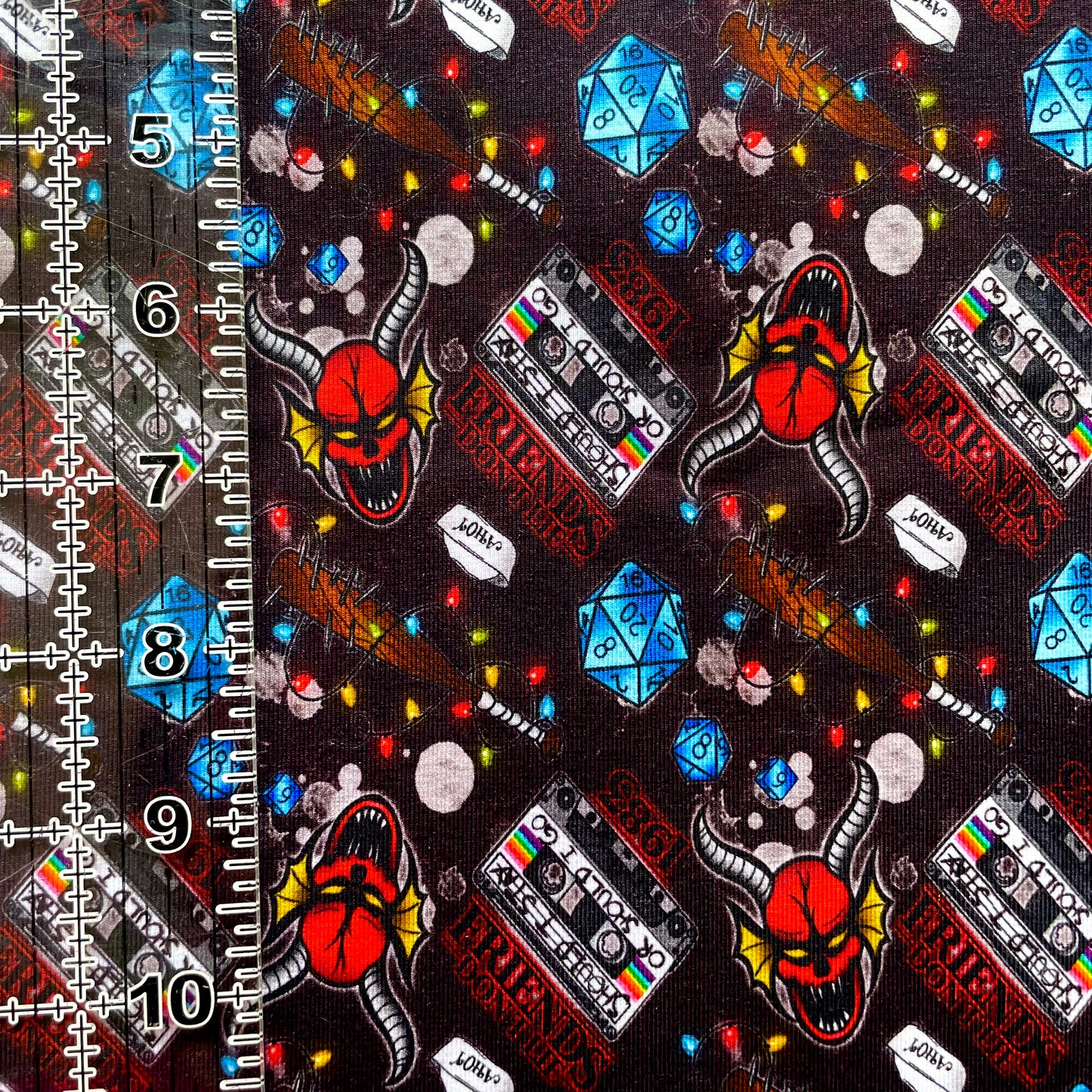 9x14 Tumbler Cut, Custom Fabric, CottonSpandex, High Quality, Halloween, Mask Cut, Tumbler Fabric, Strange Friends, Hellfire