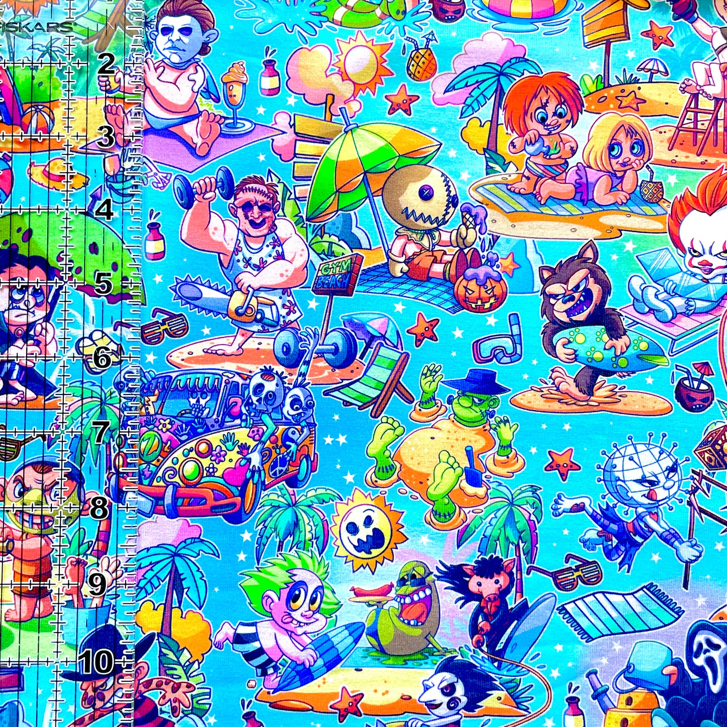9x14 Tumbler Cut, Custom Fabric, CottonSpandex, High Quality, Mask Cut, Tumbler Fabric, Halloween, Serial Killers, Horror, Beach Please, Summer Killers