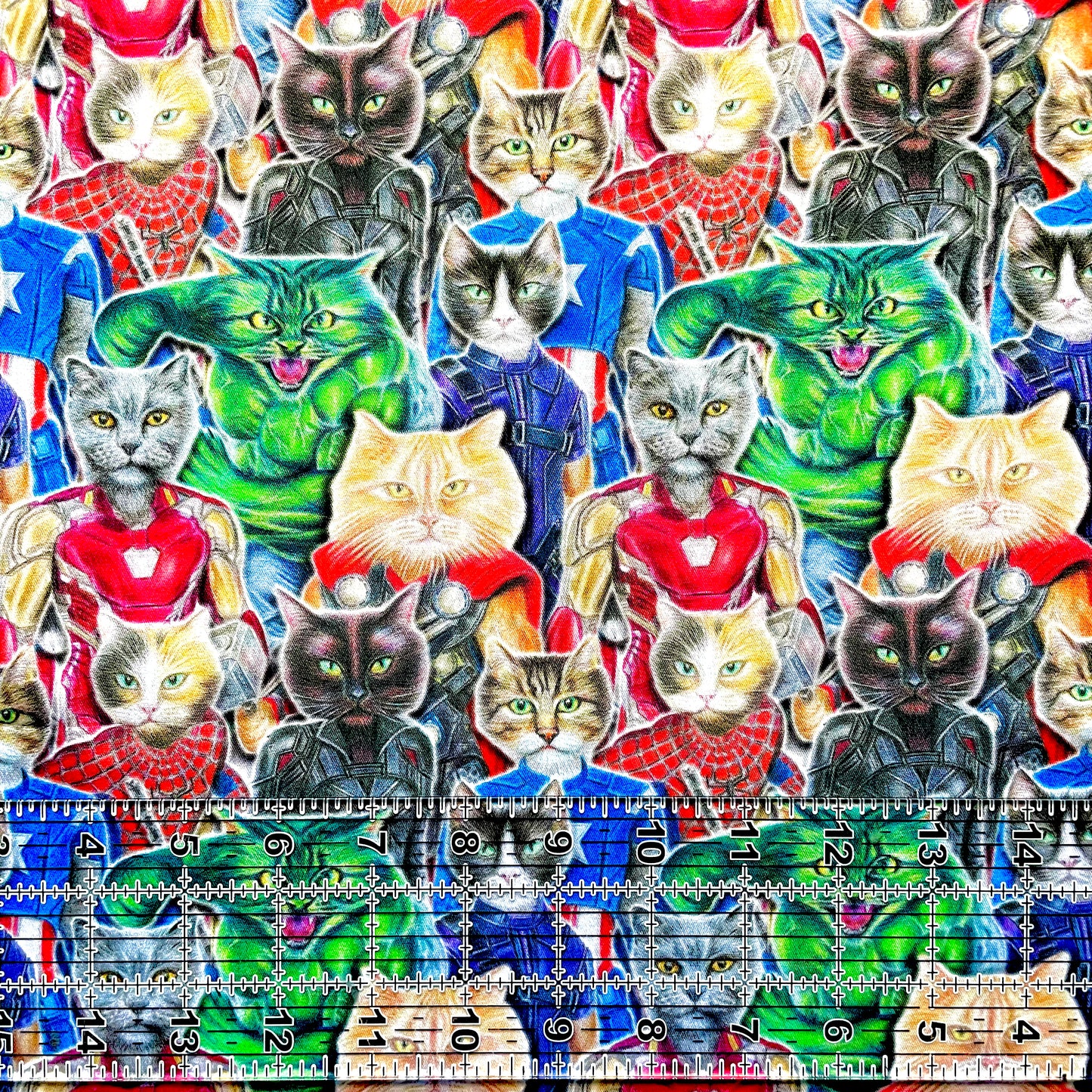 9x14 Tumbler Cut, Custom Fabric, CW Cotton Woven, High Quality, Mask Cut, Tumbler Fabric, Super Hero Cats, Funny