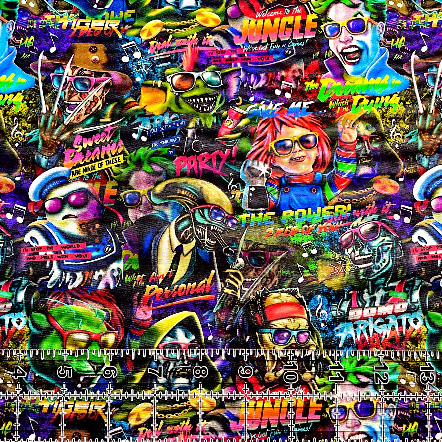 9x14 Tumbler Cut, Custom Fabric, CW Cotton Woven, High Quality, Mask Cut, Tumbler Fabric, Horror, Neon, Retro Villains