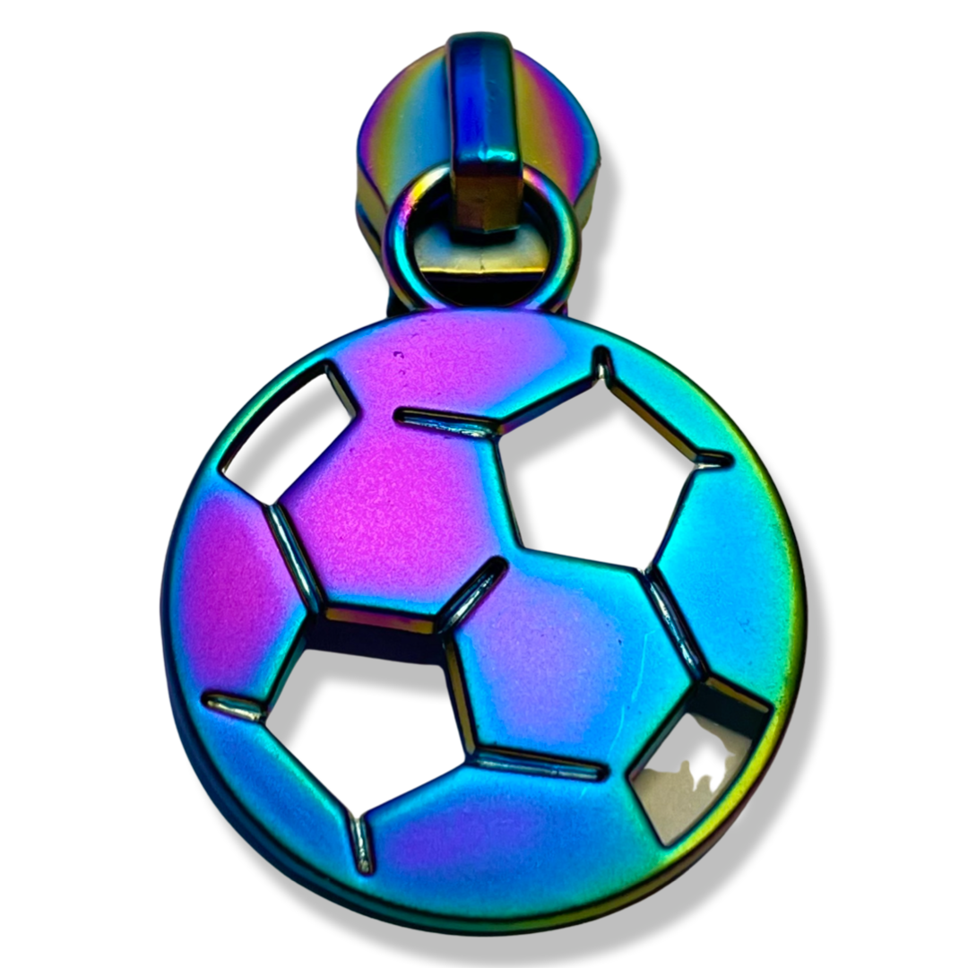 Zipper Pull, Soccer, Matte Rainbow