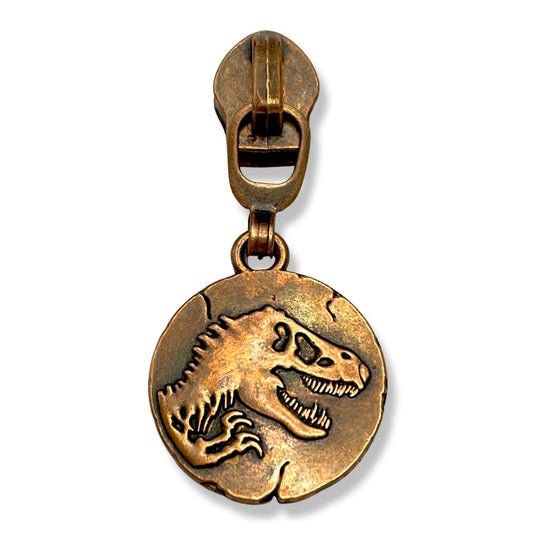 Zipper Pull, TRex Fossil, Dinosaur, Copper