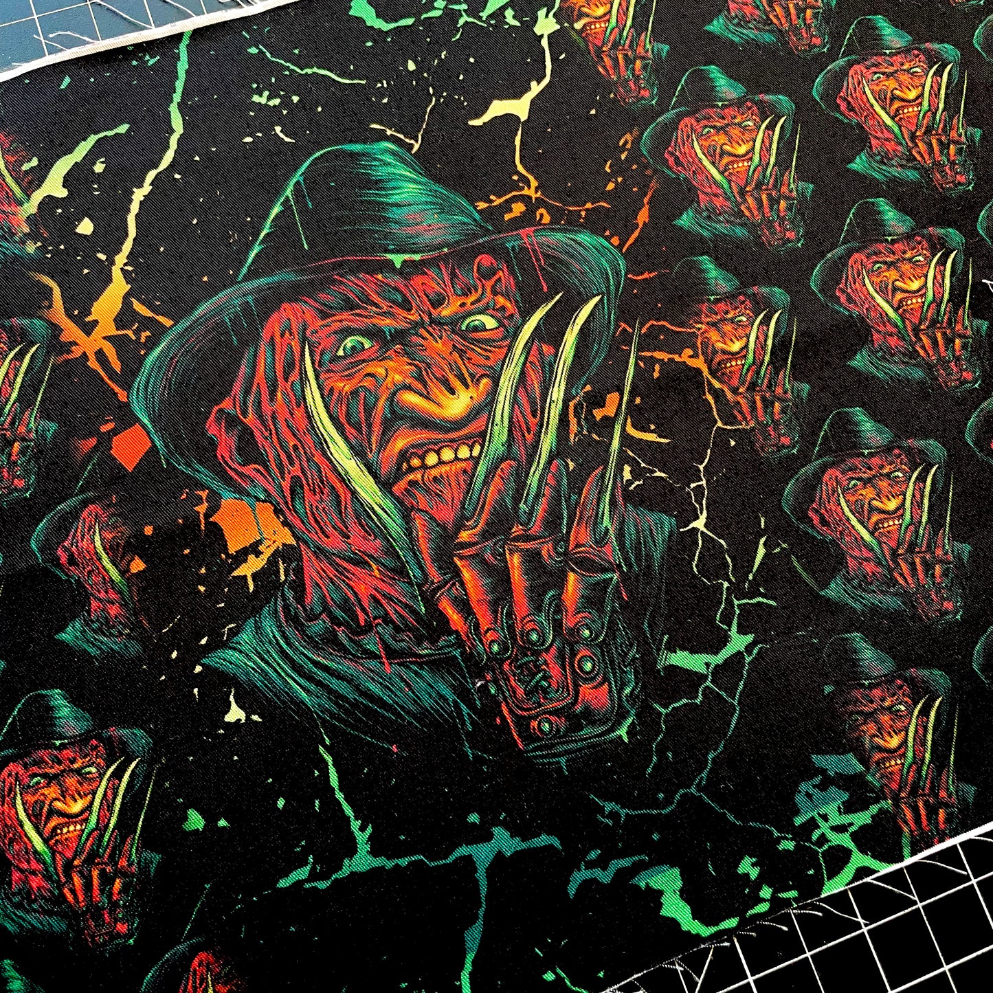 9x14 Tumbler Cut, Custom Fabric, CW Cotton Woven, High Quality, Mask Cut, Tumbler Fabric, Horror, Halloween, Freddy, Precut