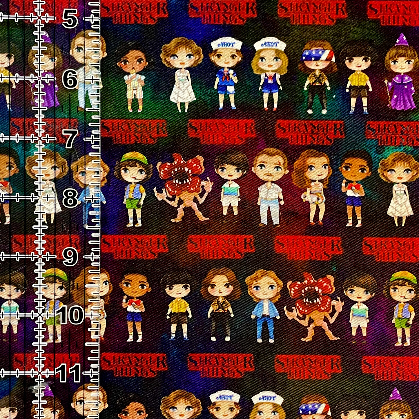 9x14 Tumbler Cut, Custom Fabric, CW Cotton Woven, High Quality, Mask Cut, Tumbler Fabric, TV Show, Strange Friends, Halloween, Horror, Don’t Lie, Rows