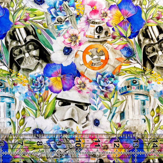 9x14 Tumbler Cut, Custom Fabric, CW Cotton Woven, High Quality, Mask Cut, Tumbler Fabric, Floral Jedi, War, Star