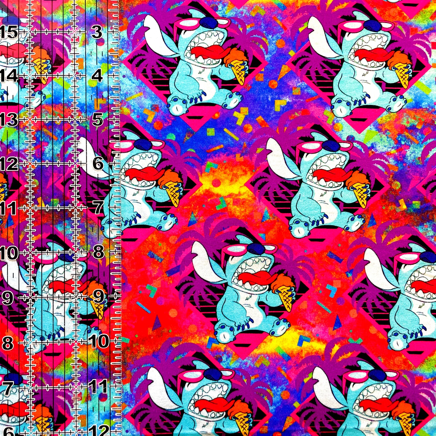 9x14 Tumbler Cut, Custom Fabric, CottonSpandex, High Quality, Mask Cut, Tumbler Fabric, Colorful, Vibrant, 626, Ice Cream, Retro Summer Stitch