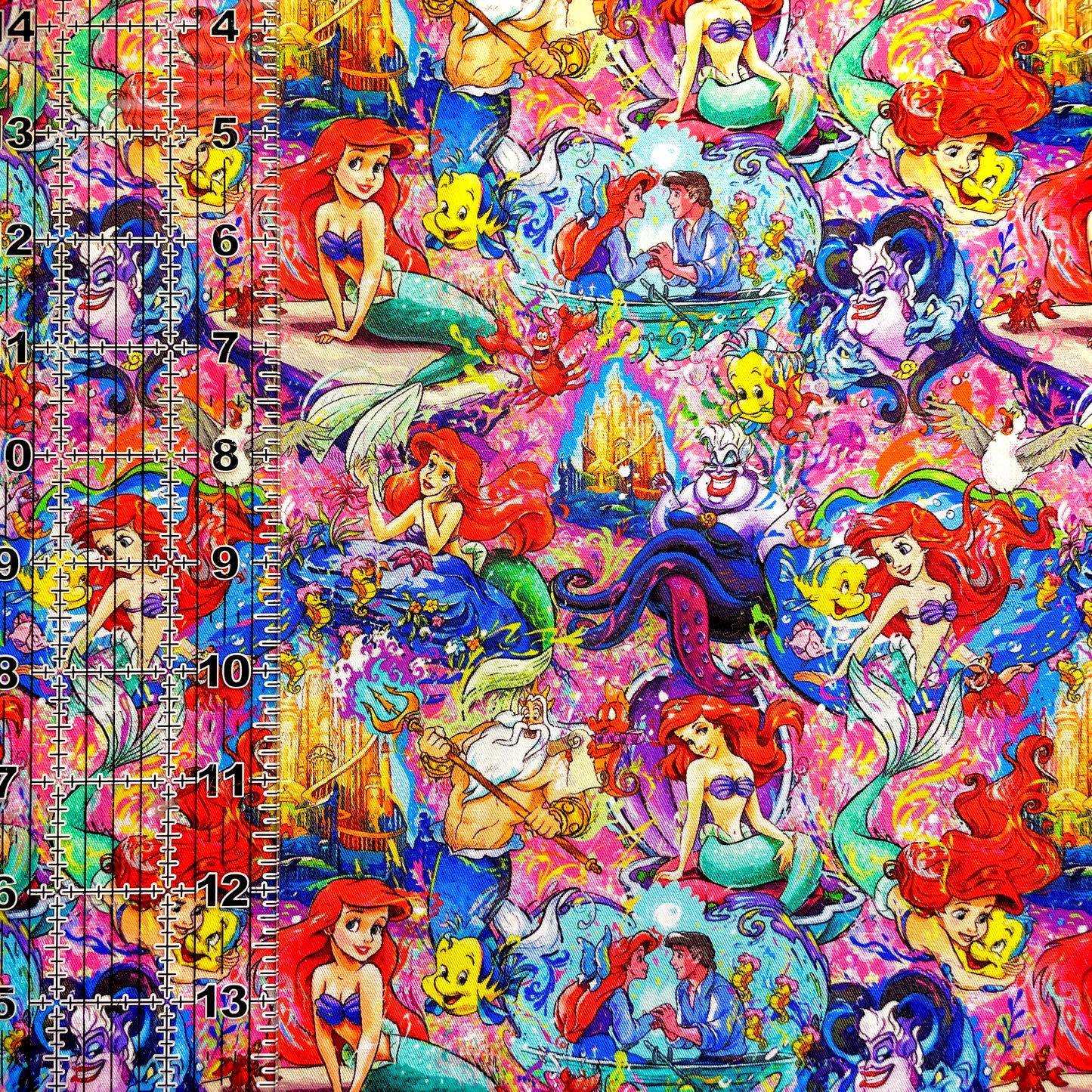 9x14 Tumbler Cut, Custom Fabric, CW Cotton Woven, High Quality, Mask Cut, Tumbler Fabric, Mermaid, Artistic Ariel, Small Scale