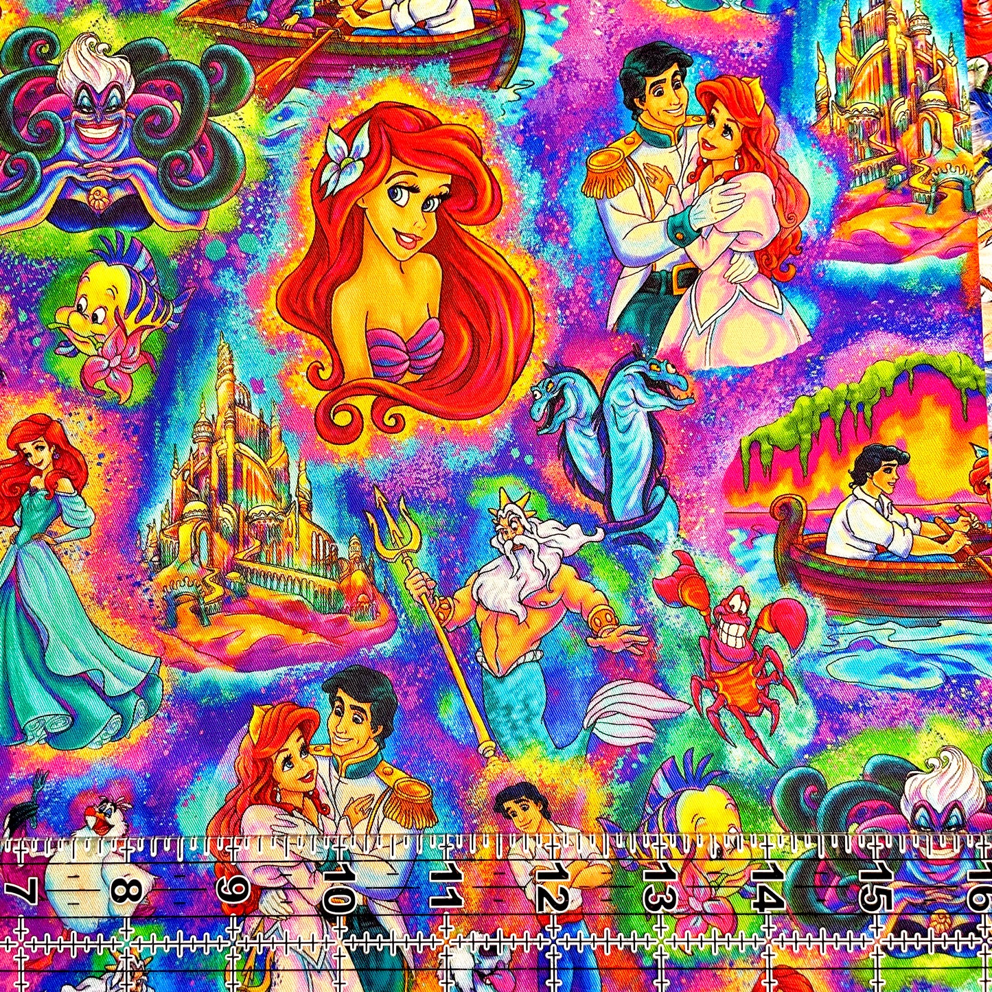 9x14 Tumbler Cut, Custom Fabric, CW Cotton Woven, High Quality, Mask Cut, Tumbler Fabric, Mermaid, Neon Ariel