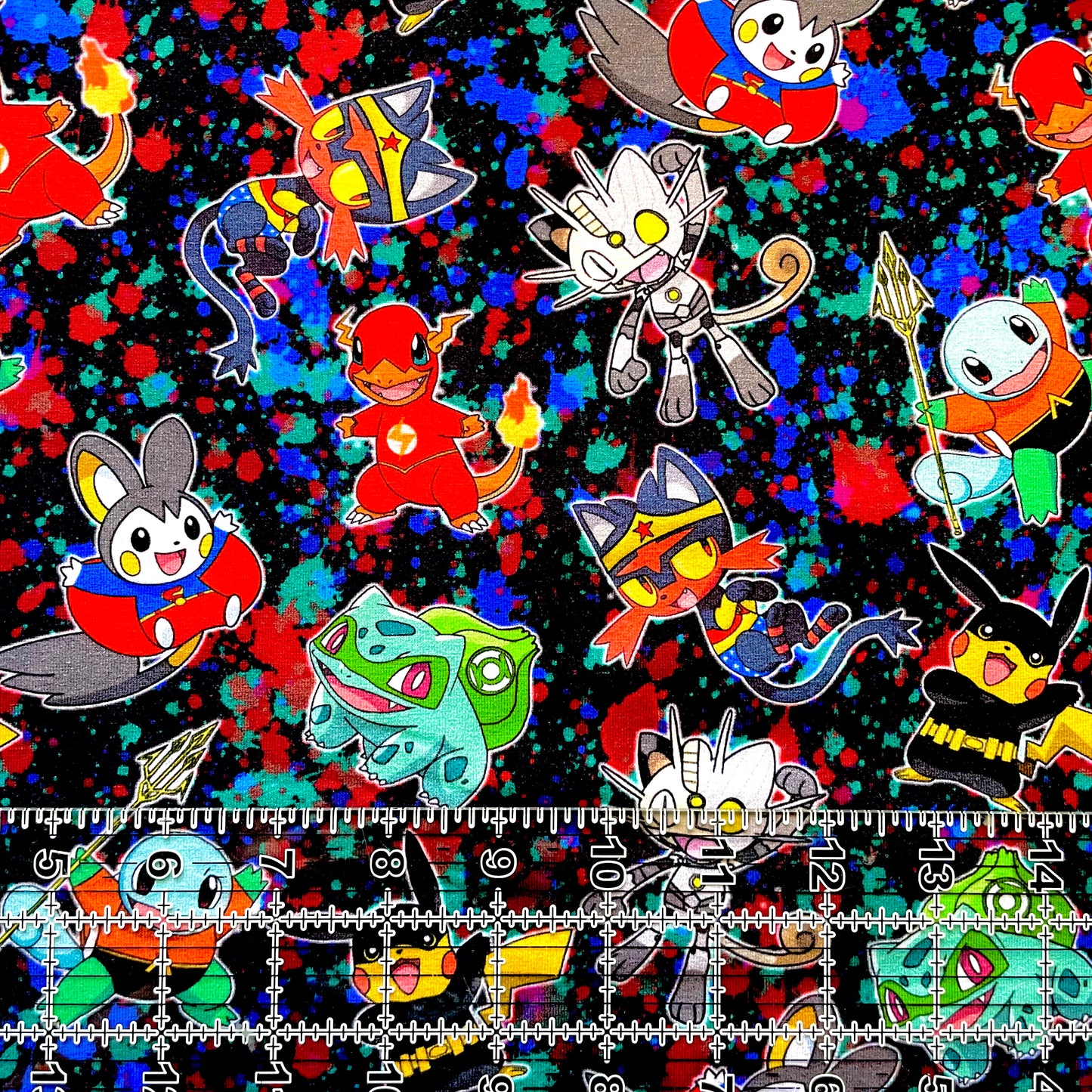 9x14 Tumbler Cut, Custom Fabric, CottonSpandex, High Quality, Mask Cut, Tumbler Fabric, Anime, Gamer, Characters, Poke Heroes, Superhero