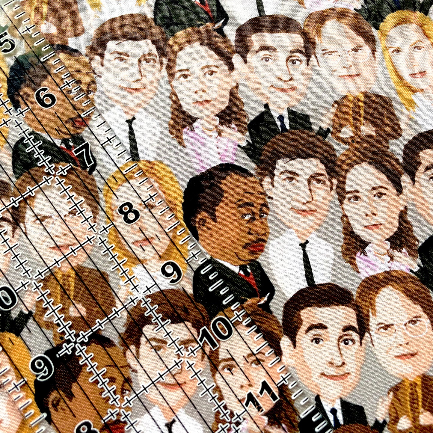 9x14 Tumbler Cut, Custom Fabric, CW Cotton Woven, High Quality, Mask Cut, Tumbler Fabric, TV, Series, Comedy, Dwight, Office Faces