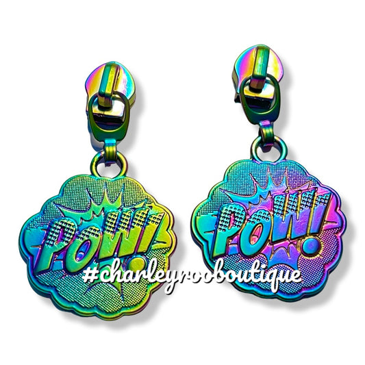 Zipper Pull, Pow! Superhero, Rainbow Matte