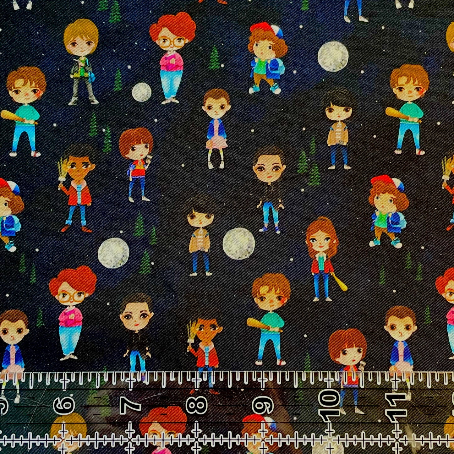 9x14 Tumbler Cut, Custom Fabric, CW Cotton Woven, High Quality, Mask Cut, Tumbler Fabric, TV Show, Strange Friends, Halloween, Horror, Don’t Lie, Black, Small Scale