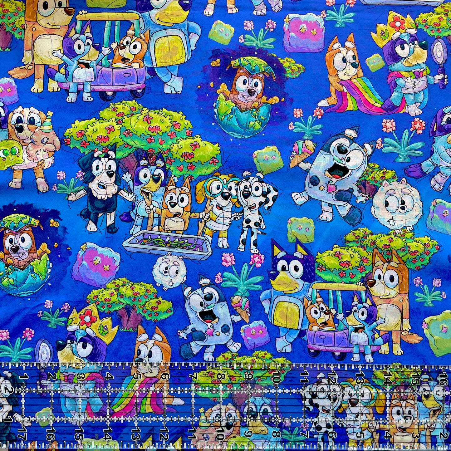 9x14 Tumbler Cut, Custom Fabric, CW Cotton Woven, High Quality, Mask Cut, Tumbler Fabric, New Bluey, Large Scale, Fun, Blue Heelers
