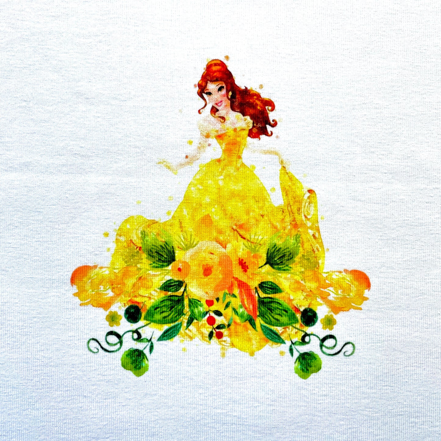 **9x12** Tumbler Cut, Custom Fabric, CottonSpandex, High Quality, Princess, Belle, White, Precut