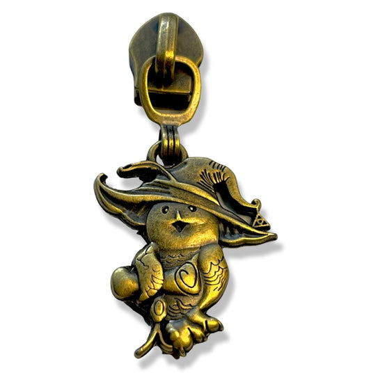 Zipper Pull, HP Messenger Owl, Antique Brass