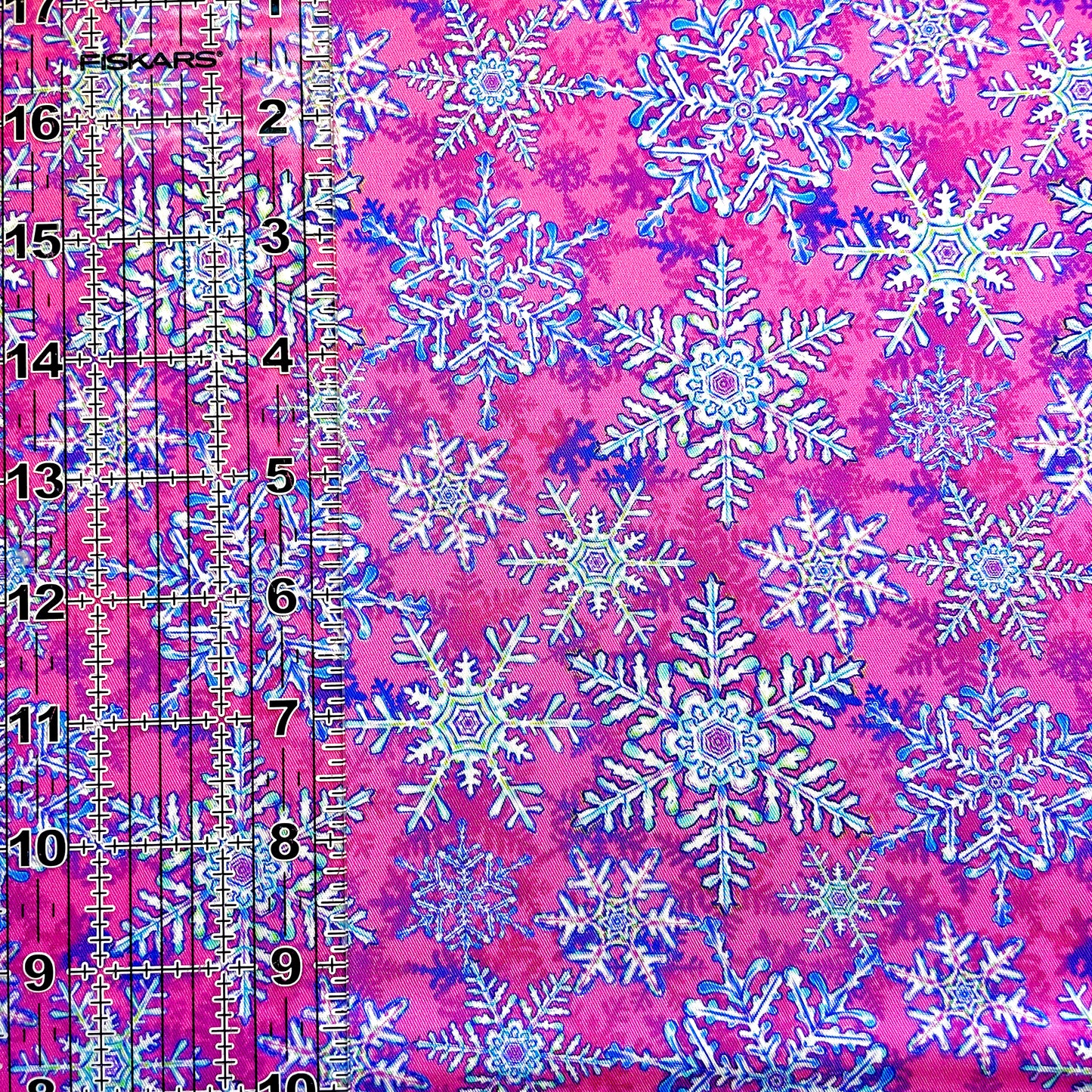 9x14 Tumbler Cut, Custom Fabric, CW Cotton Woven, High Quality, Mask Cut, Tumbler Fabric, Snowflakes, Pink, Winter
