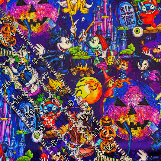 9x14 Tumbler Cut, Custom Fabric, CW Cotton Woven, High Quality, Mask Cut, Tumbler Fabric, Halloween, Mickey, Skellington Mouse, Main, New OSP