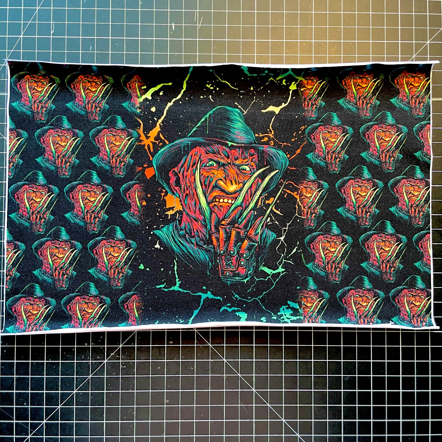 9x14 Tumbler Cut, Custom Fabric, CottonSpandex, High Quality, Halloween, Mask Cut, Killers, Horror, Killer, Neon, Freddy, Precut