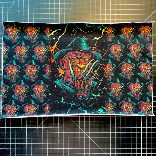 9x14 Tumbler Cut, Custom Fabric, CottonSpandex, High Quality, Halloween, Mask Cut, Killers, Horror, Killer, Neon, Freddy, Precut