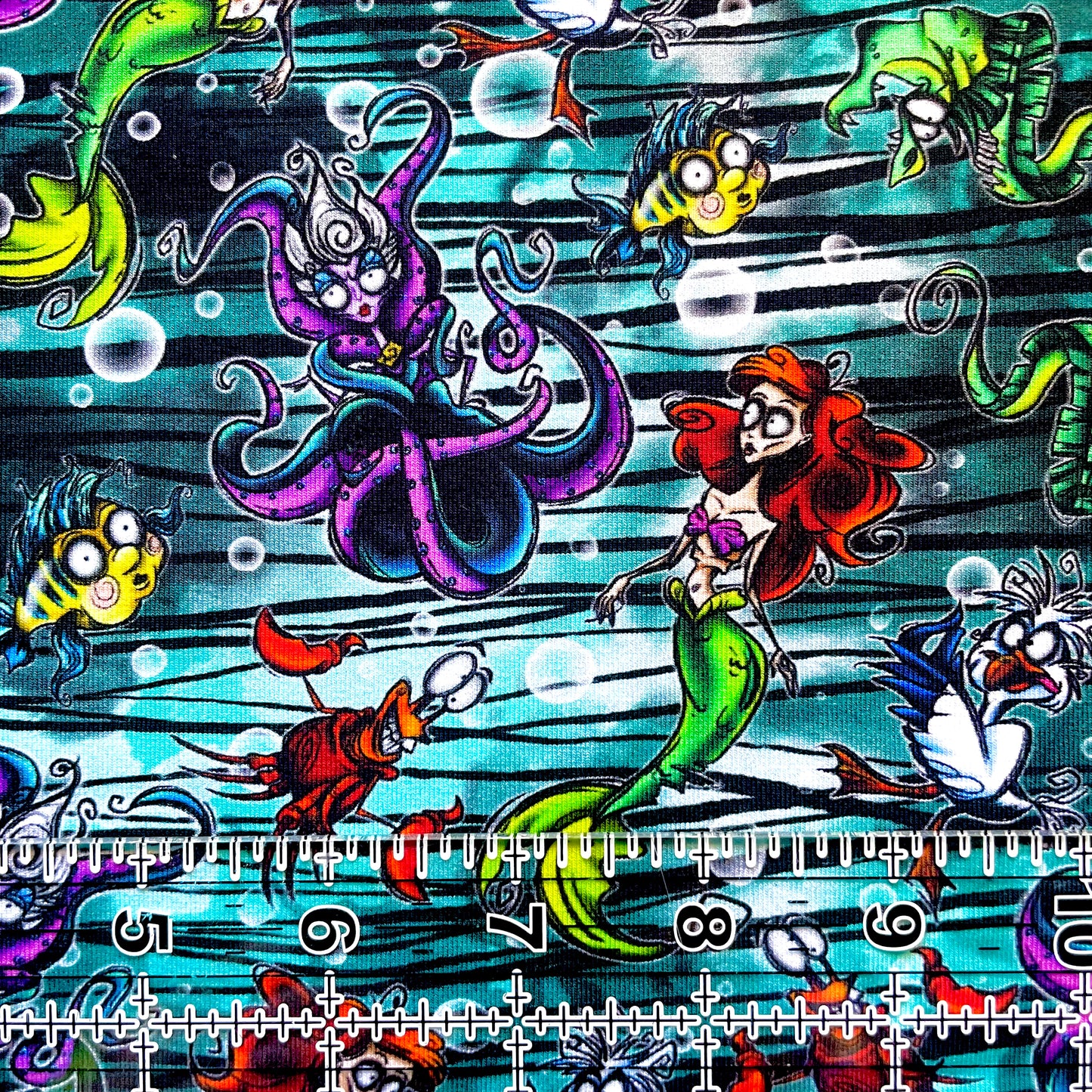 9x14 Tumbler Cut, Custom Fabric, CottonSpandex, High Quality, Mask Cut, Tumbler Fabric, Disney, Ariel, Mermaid, Little, Gothic