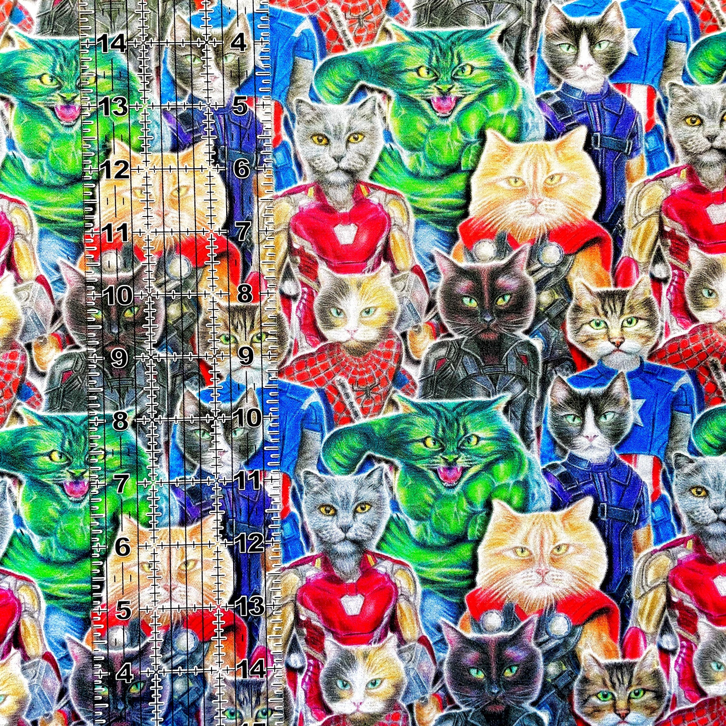 9x14 Tumbler Cut, Custom Fabric, CW Cotton Woven, High Quality, Mask Cut, Tumbler Fabric, Super Hero Cats, Funny