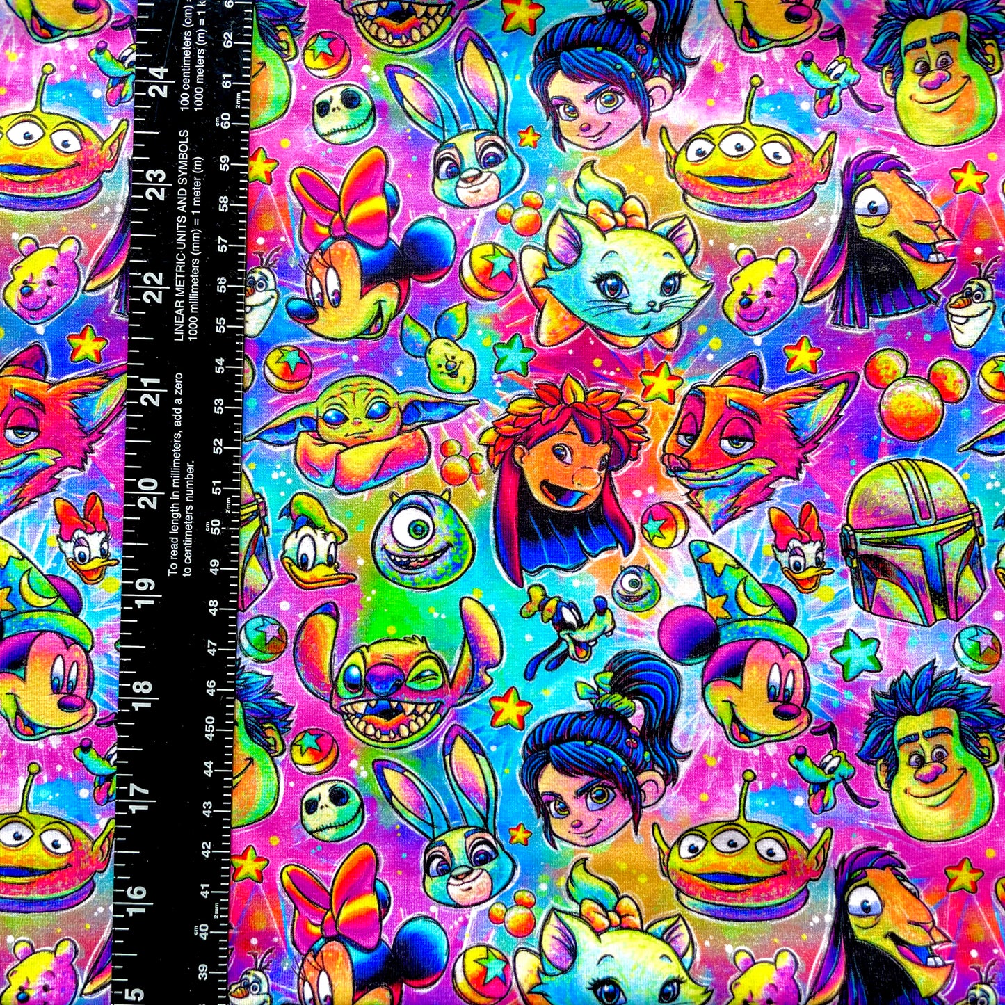 Half Yard, Bright Toon Faces, Rainbow, Cotton Spandex