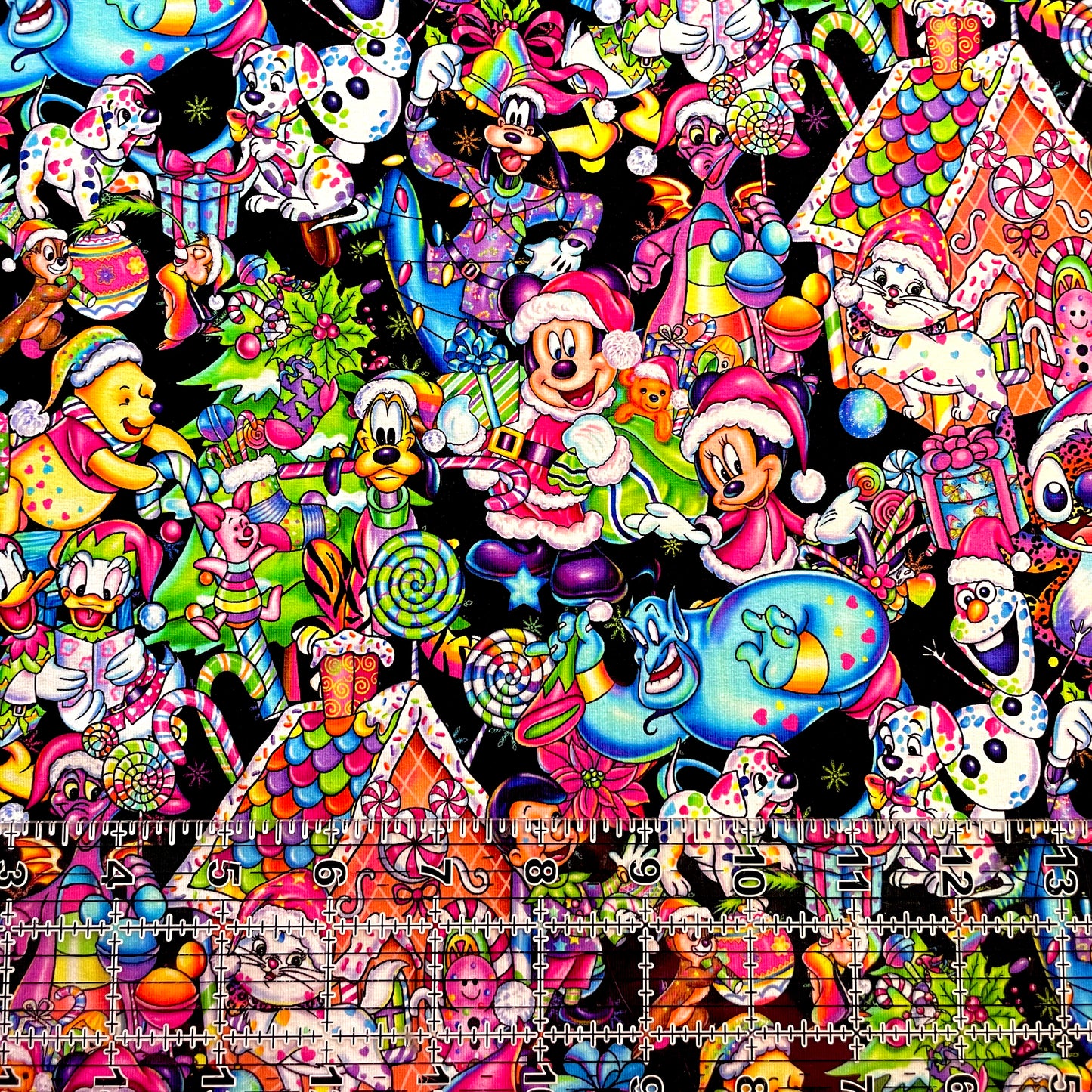 9x14 Tumbler Cut, Custom Fabric, CottonSpandex, High Quality, Mask Cut, Tumbler Fabric, LF, Xmas, Bright Christmas, Colorful, Black Background