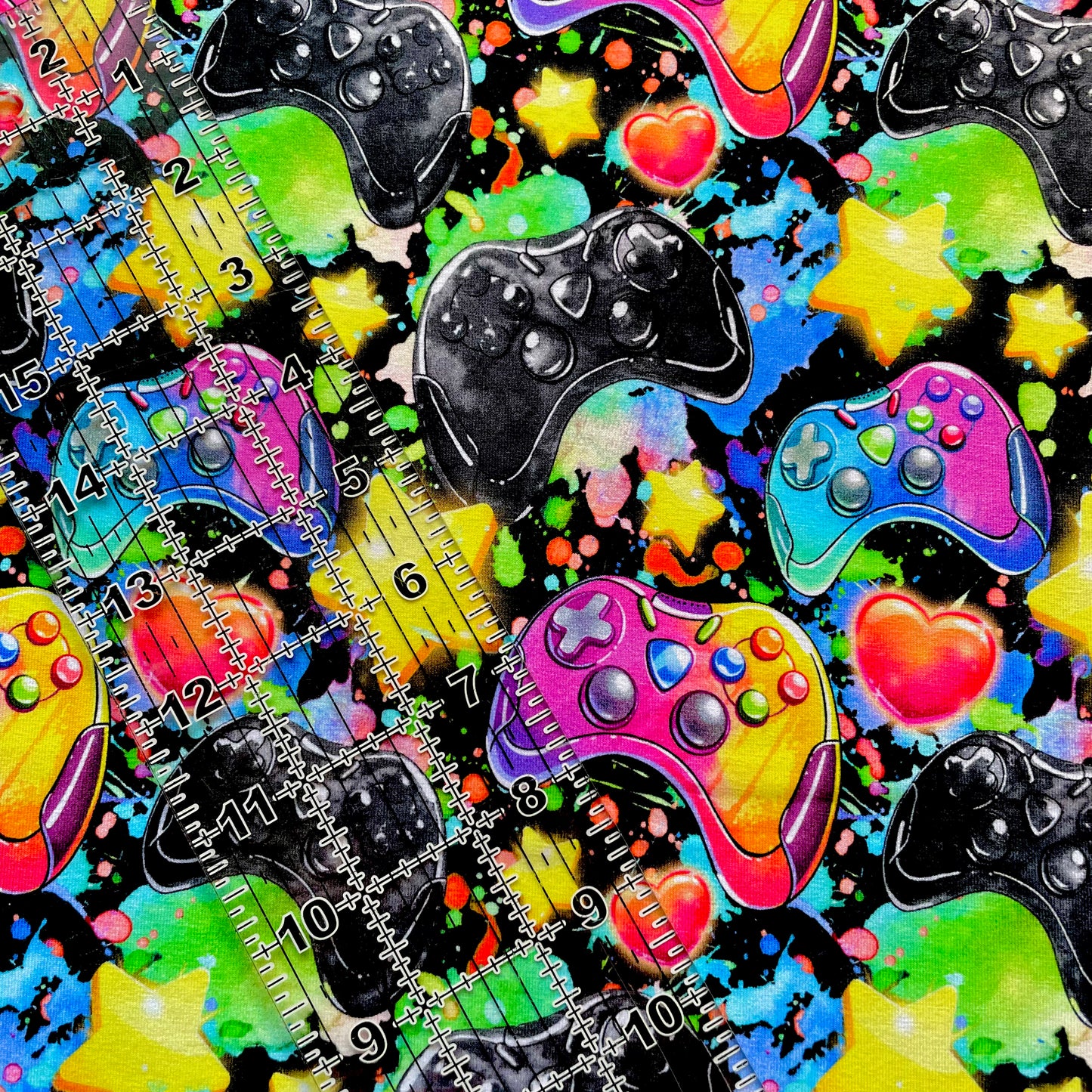 9x14 Tumbler Cut, Custom Fabric, CottonSpandex, High Quality, Mask Cut, Tumbler Cut, Gamer, Rainbow, Controller