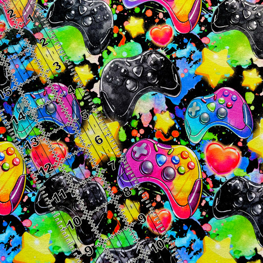 9x14 Tumbler Cut, Custom Fabric, CottonSpandex, High Quality, Mask Cut, Tumbler Cut, Gamer, Rainbow, Controller