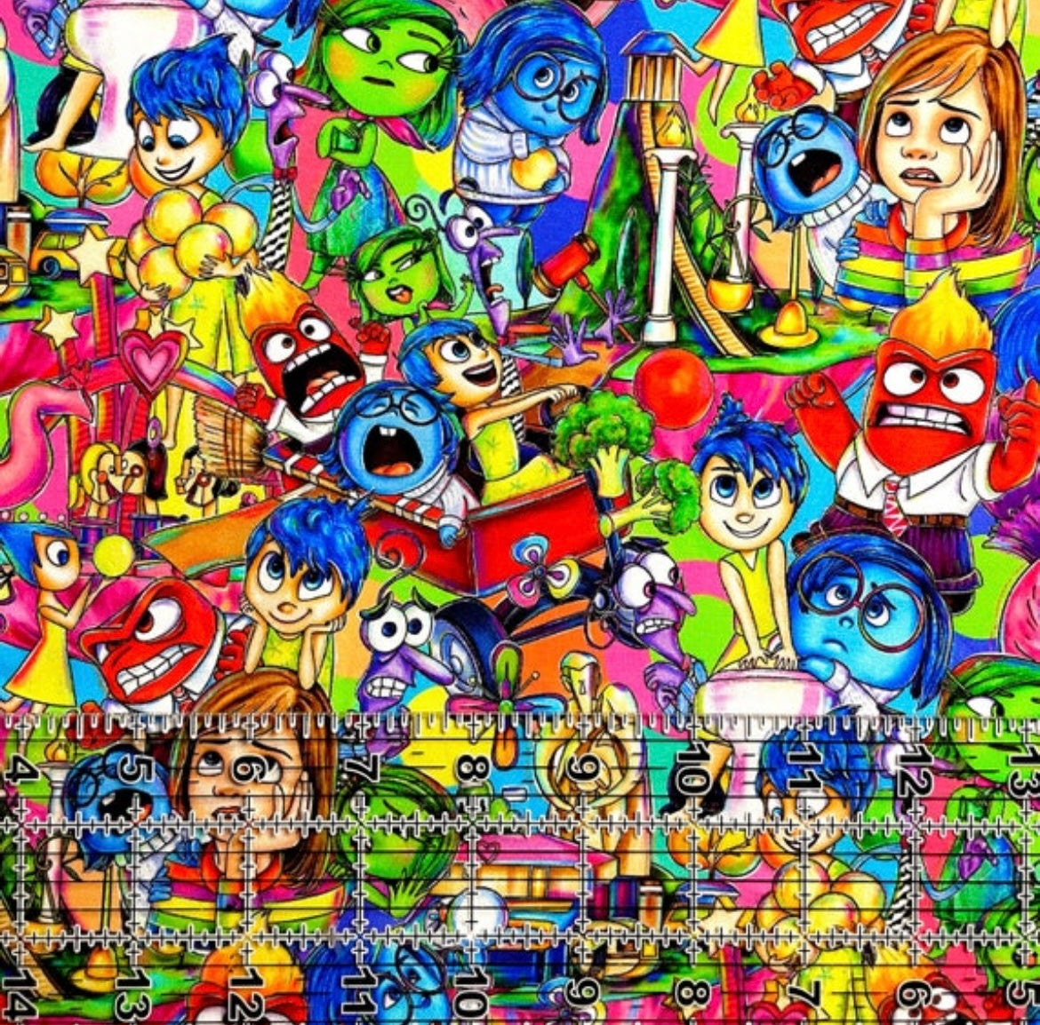 9x14 Tumbler Cut, Custom Fabric, CottonSpandex, High Quality, Mask Cut, Tumbler Fabric, Disney Cartoons, Characters, Emotion, Feelings Stack