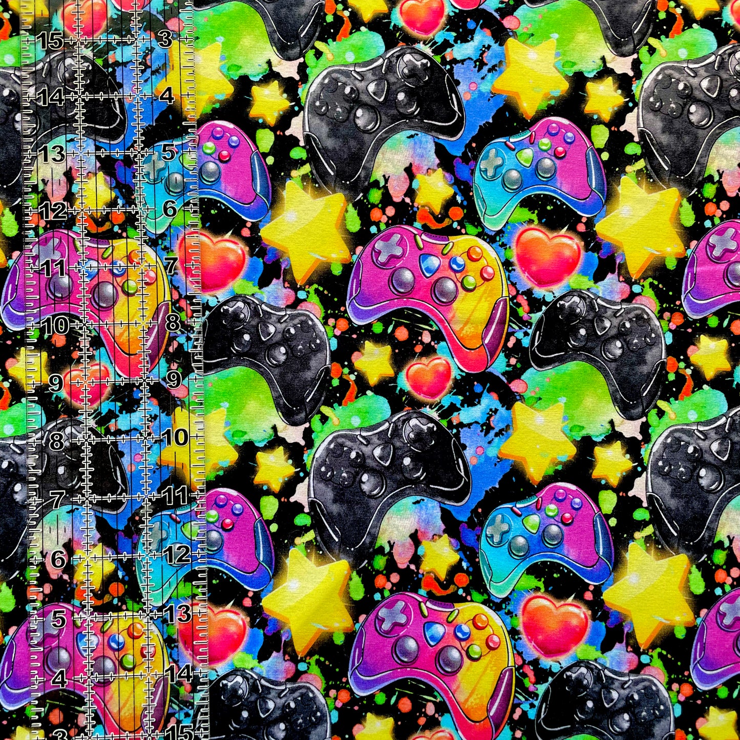 9x14 Tumbler Cut, Custom Fabric, CottonSpandex, High Quality, Mask Cut, Tumbler Cut, Gamer, Rainbow, Controller