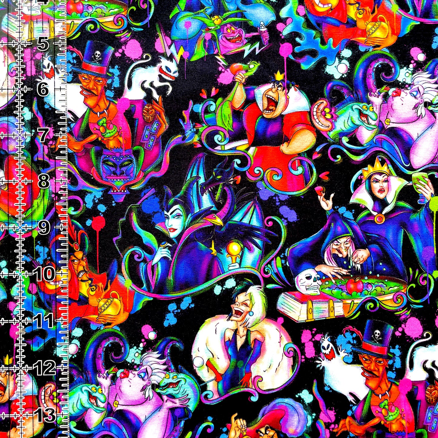 9x14 Tumbler Cut, Custom Fabric, CottonSpandex, High Quality, Mask Cut, Tumbler Fabric, Halloween, Evil, Bright Villains, New, Flames Main