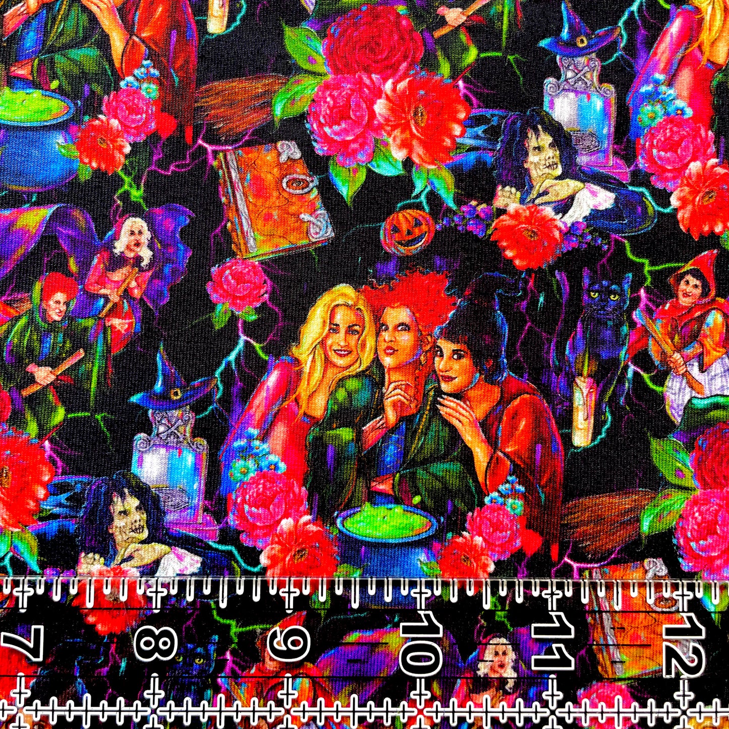 9x14 Tumbler Cut, Custom Fabric, CottonSpandex, High Quality, Mask Cut, Tumbler Fabric, Halloween, Hocus, Sisters, Spell, Glorious Morning, Small Scale