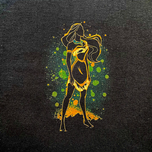 **9x12** Tumbler Cut, Custom Fabric, CottonSpandex, High Quality, Princess, Pocahantas, Black, Precut