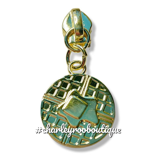 Zipper Pull, Waffle, Gold