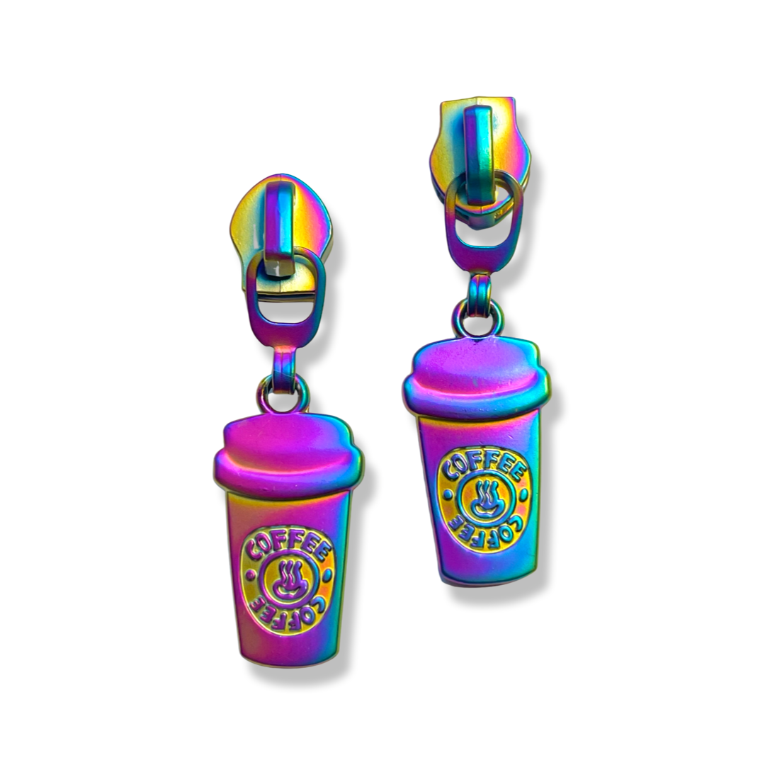 Zipper Pull, Coffee, Rainbow Matte