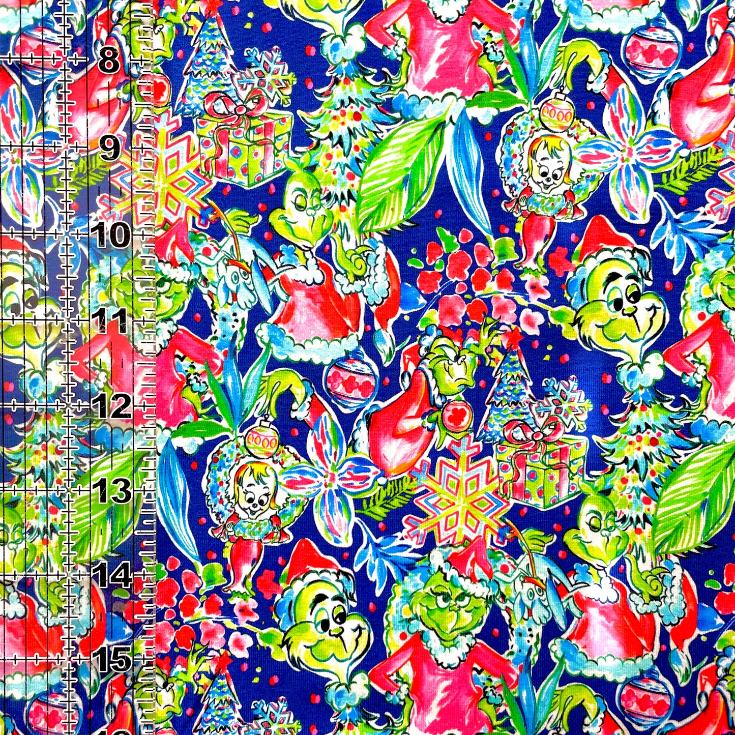 9x14 Tumbler Cut, Custom Fabric, CottonSpandex, High Quality, Mask Cut, Tumbler Fabric, Christmas, Xmas, Grinch, LP Inspired, Navy, Regular Scale